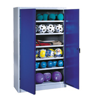 Ballschrank mit glatten Türen, alternativ Lochblech