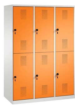 Schulspind 170 cm Höhe orange Türen